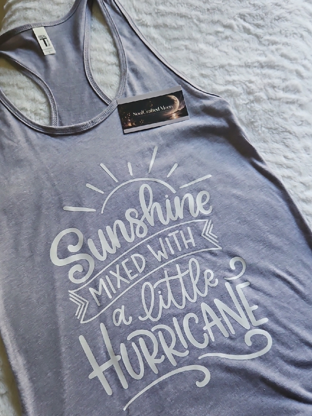 Women's Grey Racerback Tank Top - Sunshine Mixed With A Little Hurricane